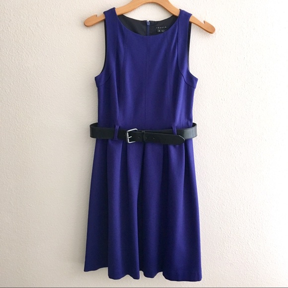 Theory Ardi Blue A-line Dress Sz 8 - Belted - Picture 1 of 8